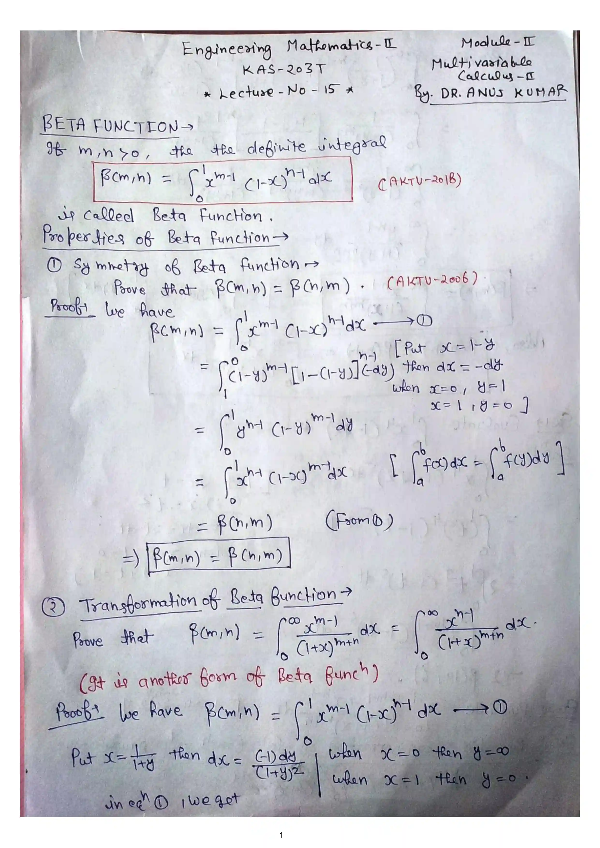 Page 1 of Beta Gama Function