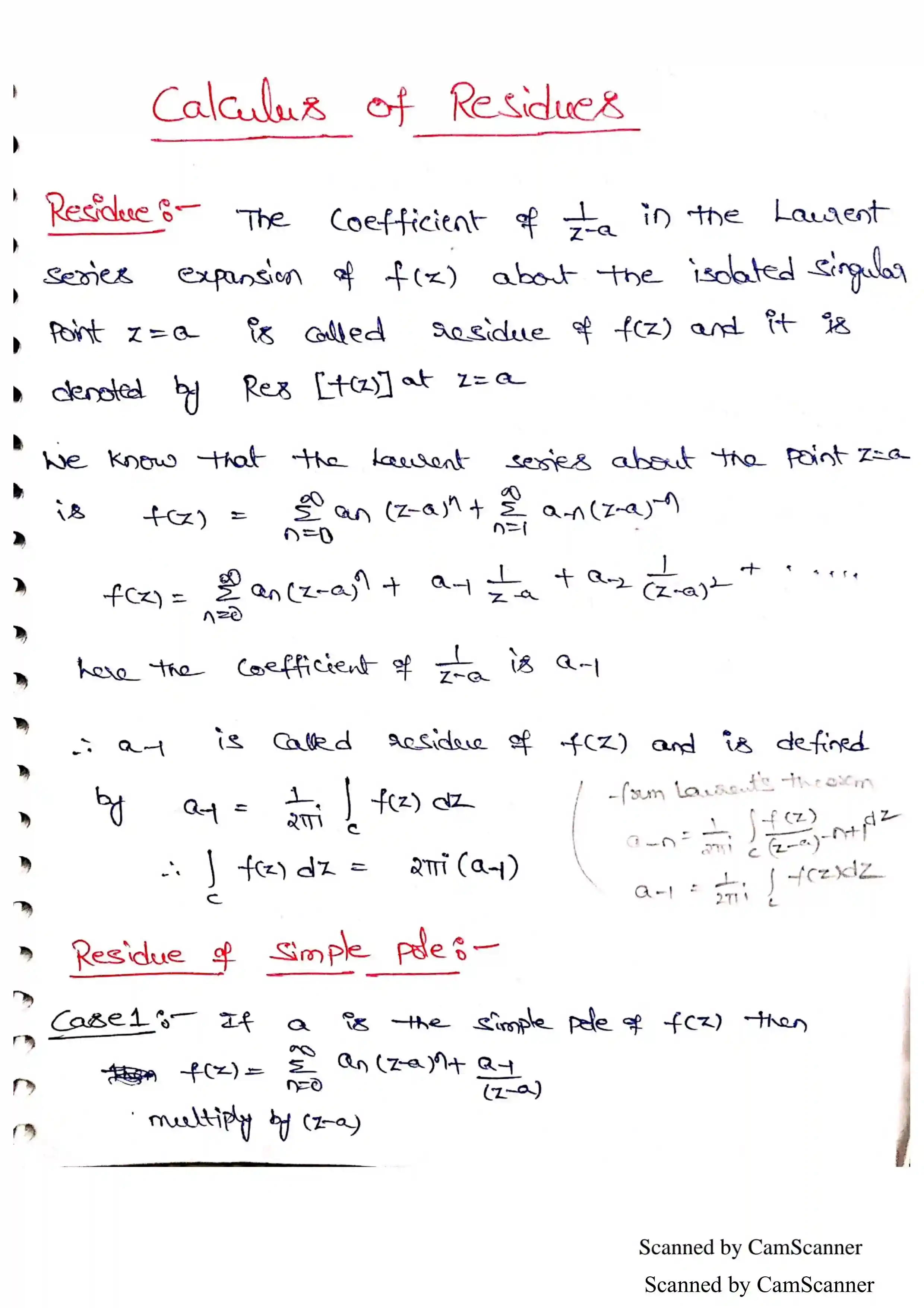 Page 1 of Calculus Of Residues