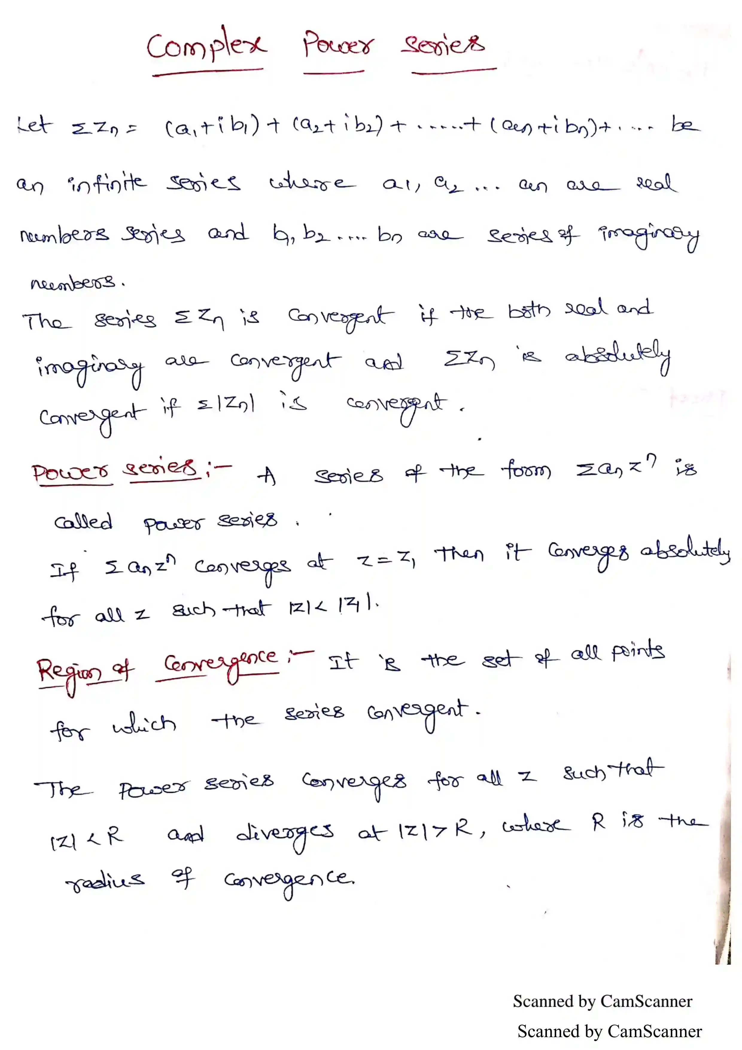 Page 1 of Complex Power Series