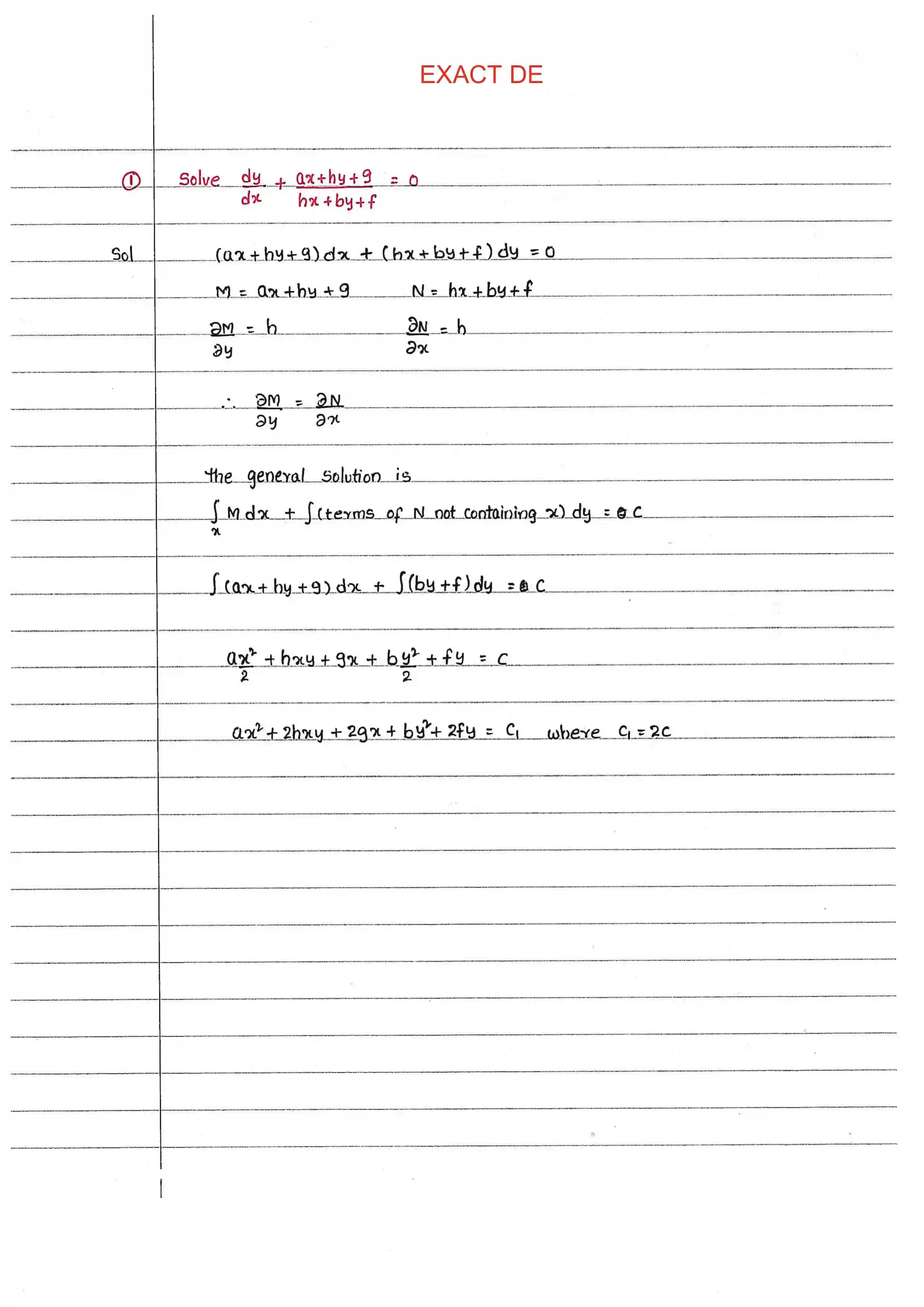 Page 1 of Exact Differential Equations
