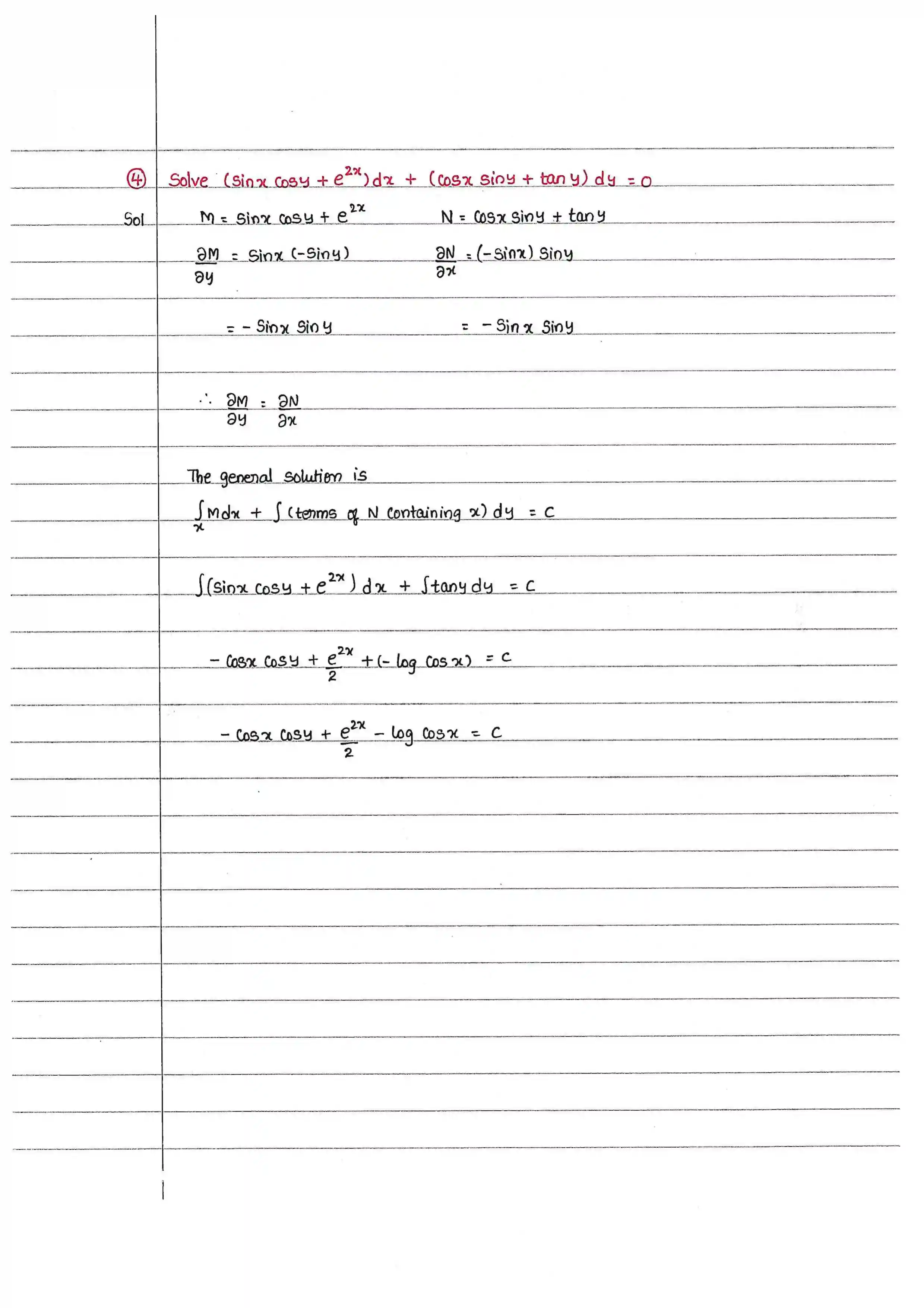 Page 4 of Exact Differential Equations