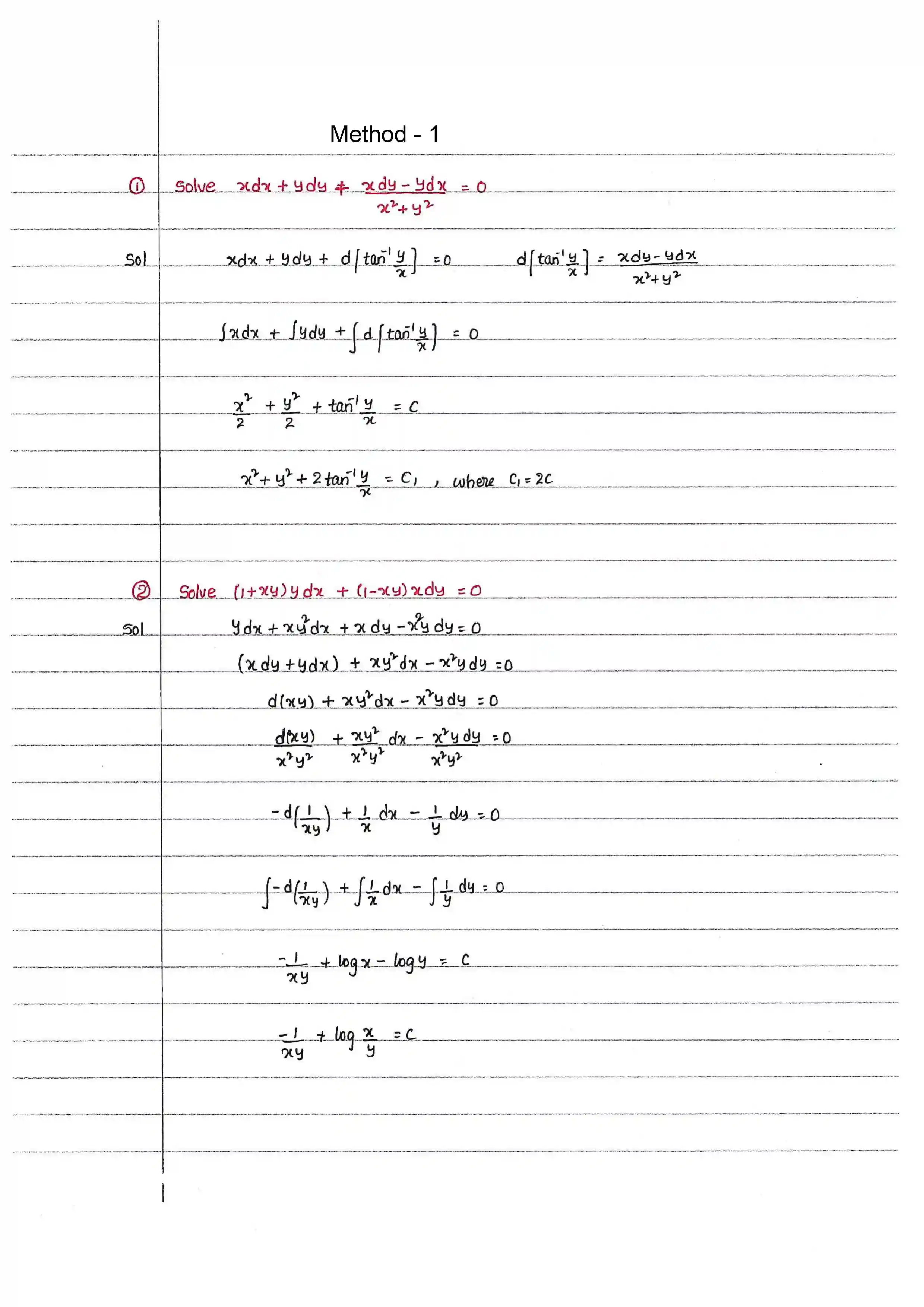 Page 10 of Exact Differential Equations
