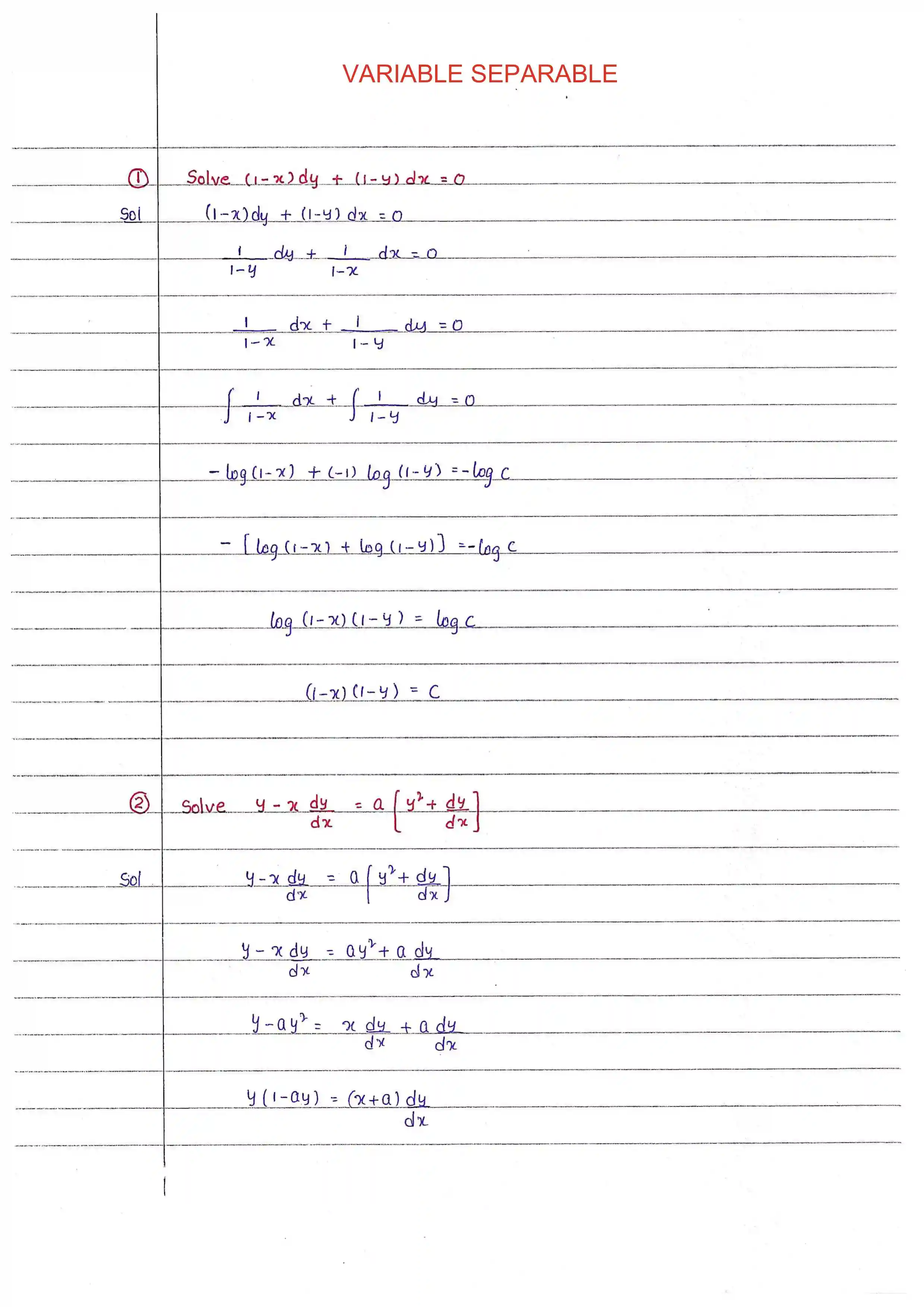 Page 1 of First order Differential Equations