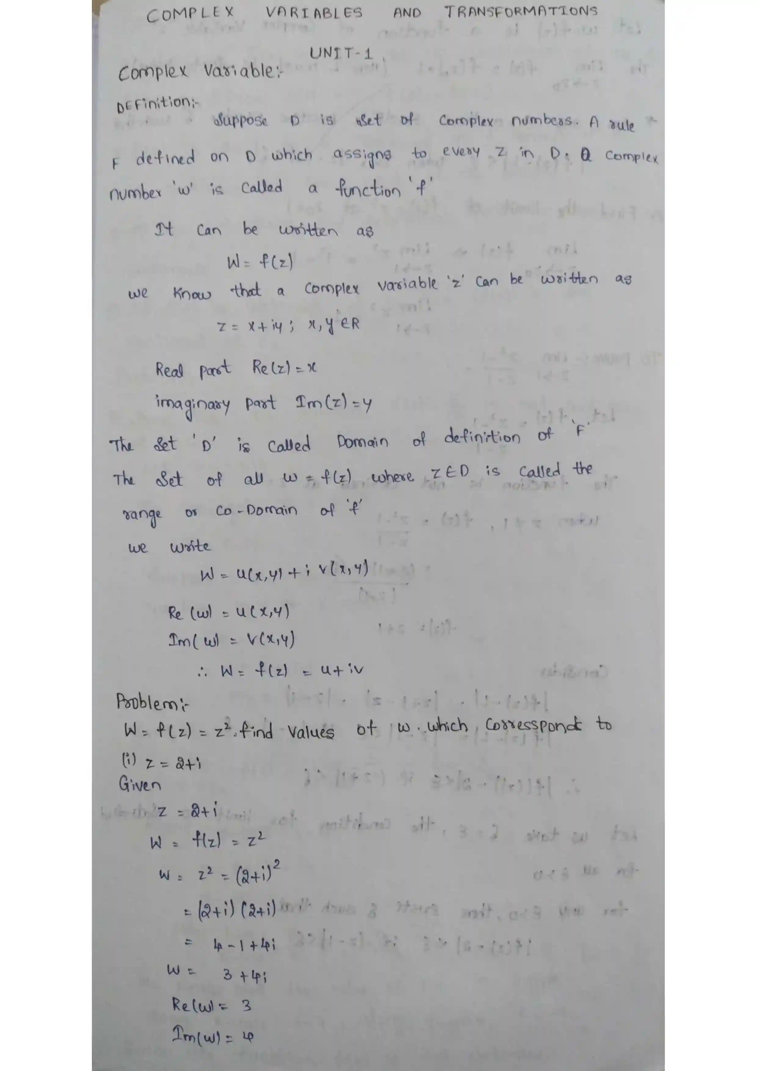 Page 1 of Functions Of Complex Variable