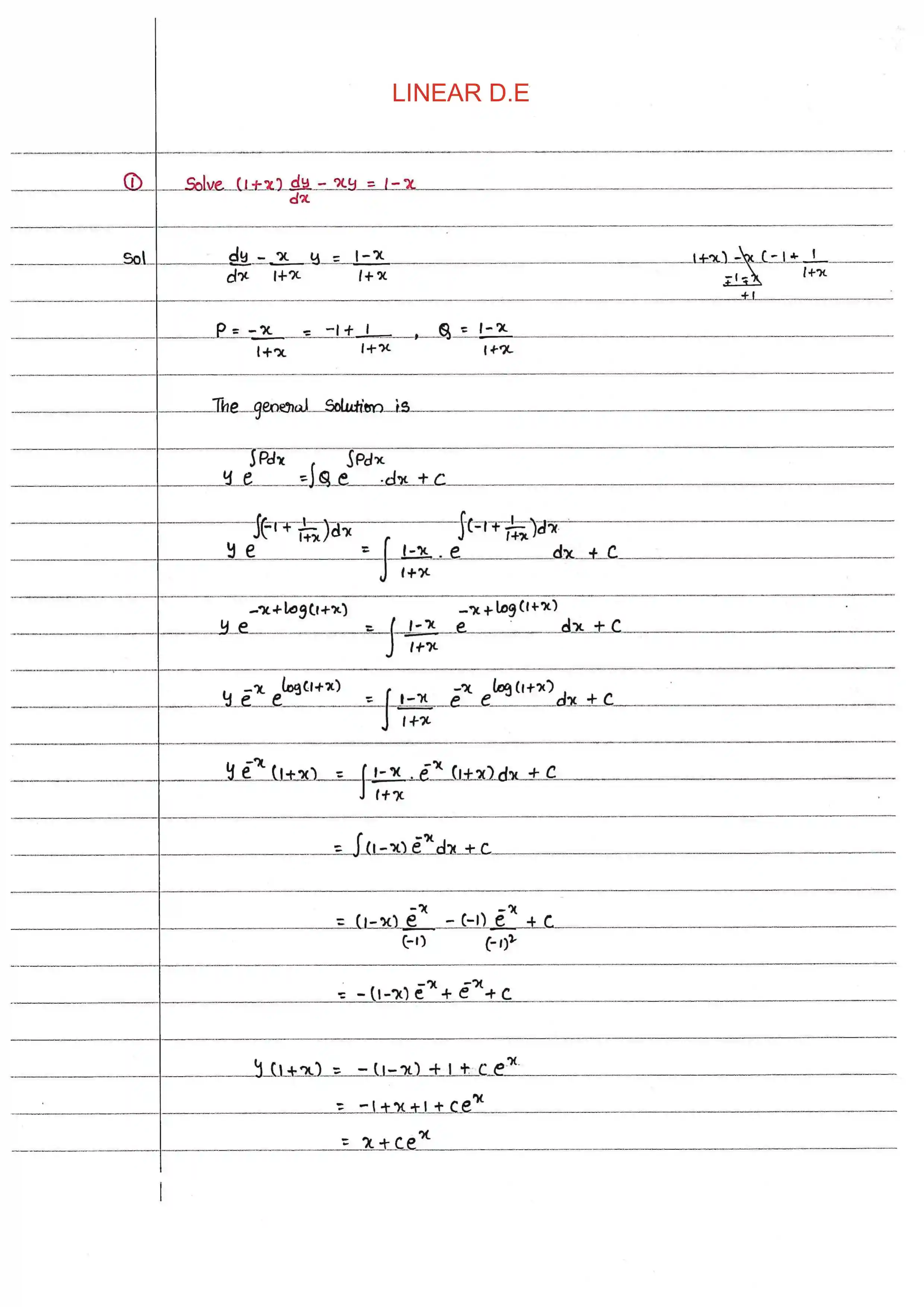 Page 1 of Linear And Bernoulli's Differential Equations
