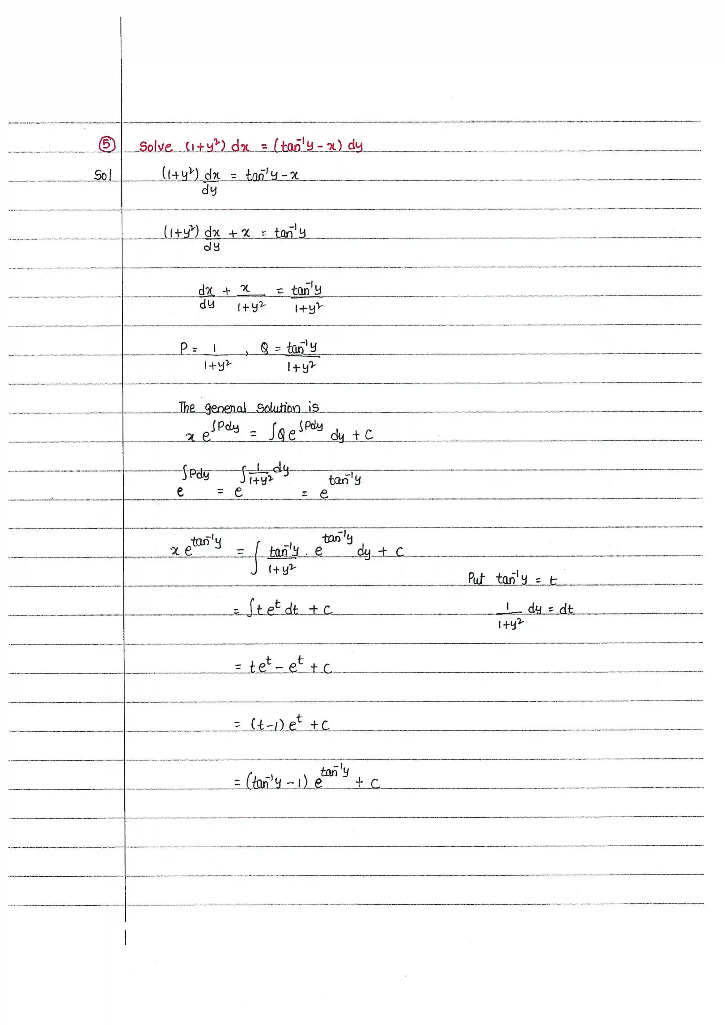 Page 5 of Linear And Bernoulli's Differential Equations