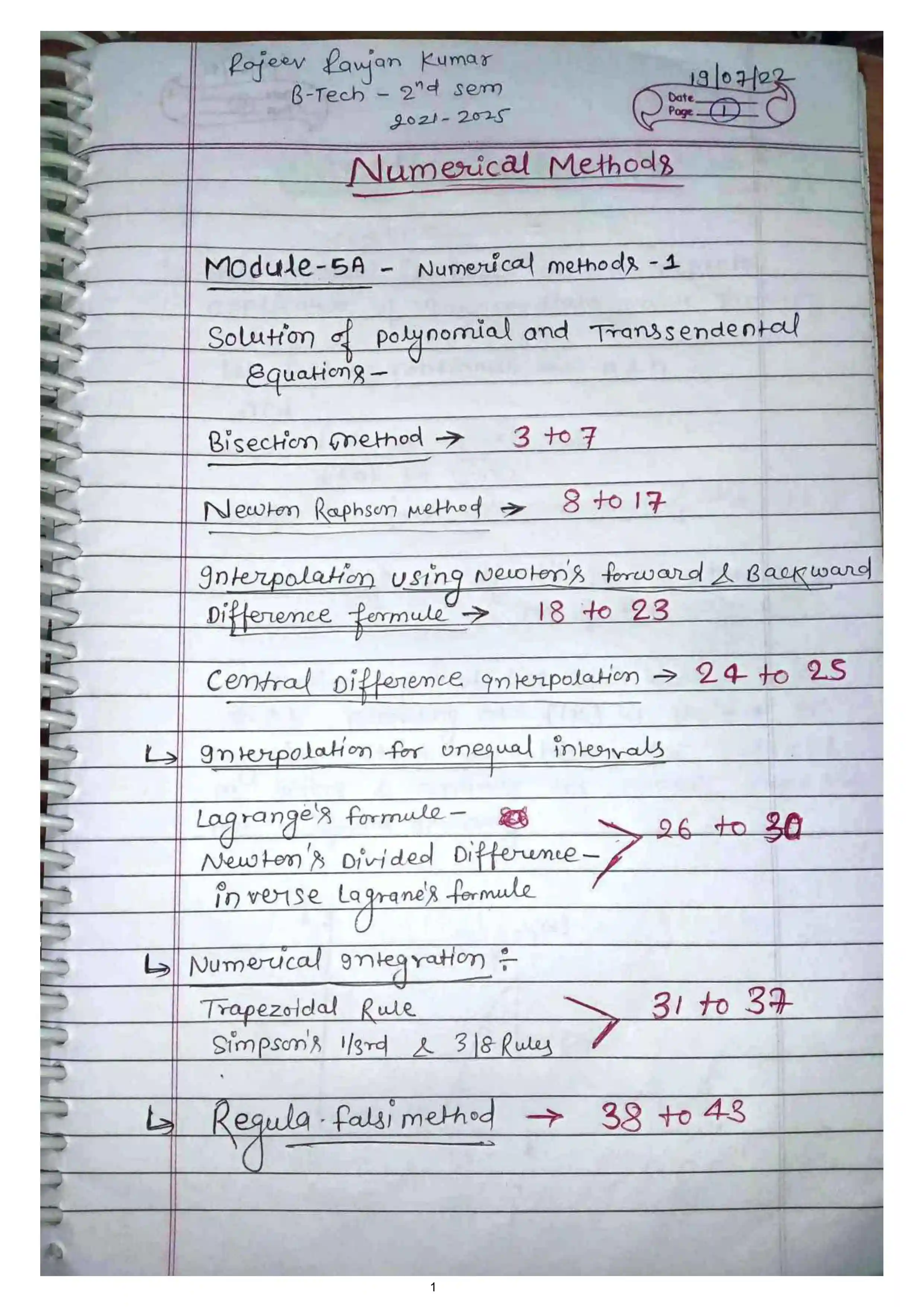 Page 1 of Numerical solution of algebraic eq