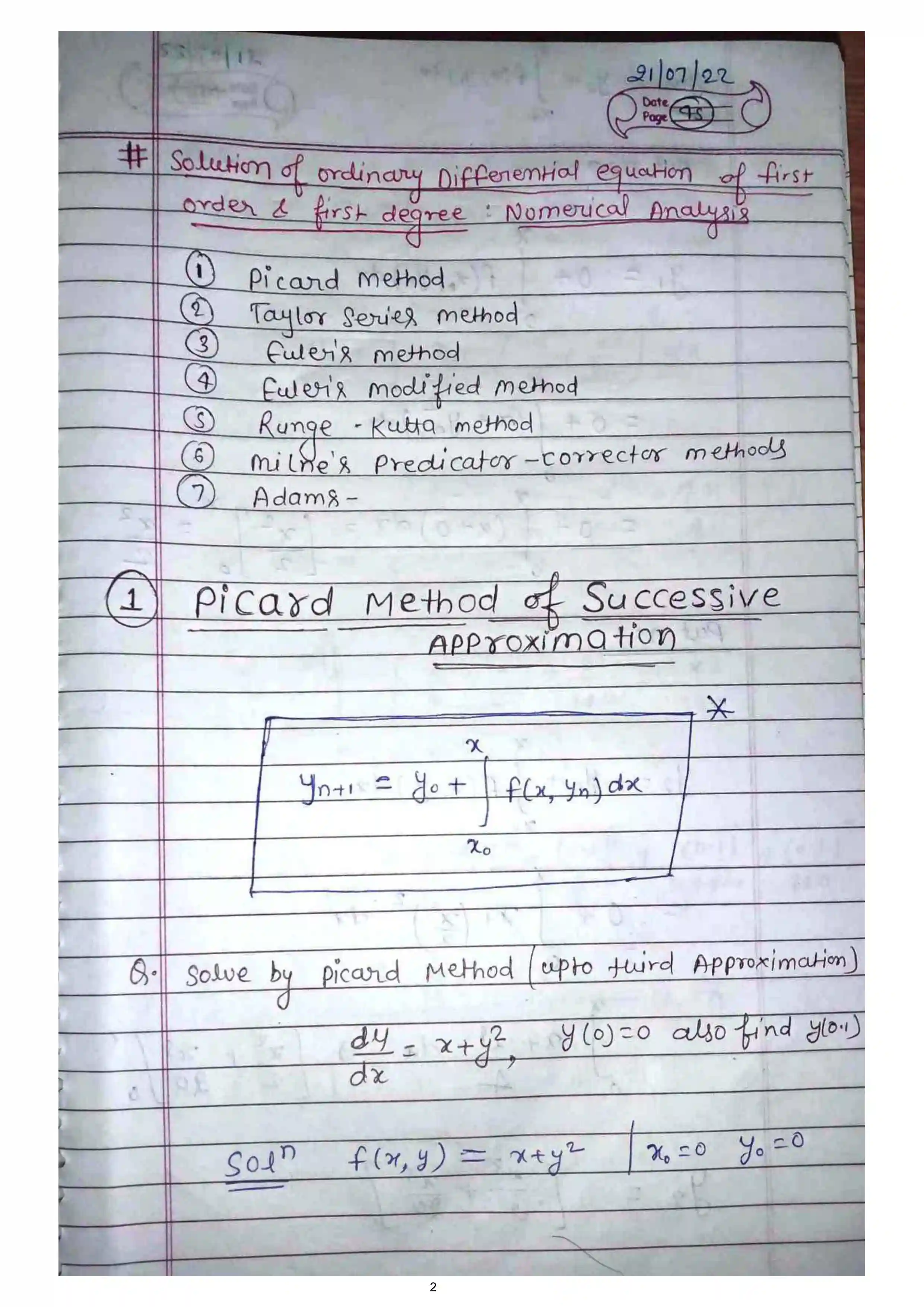 Page 2 of Numerical Solution of ODE
