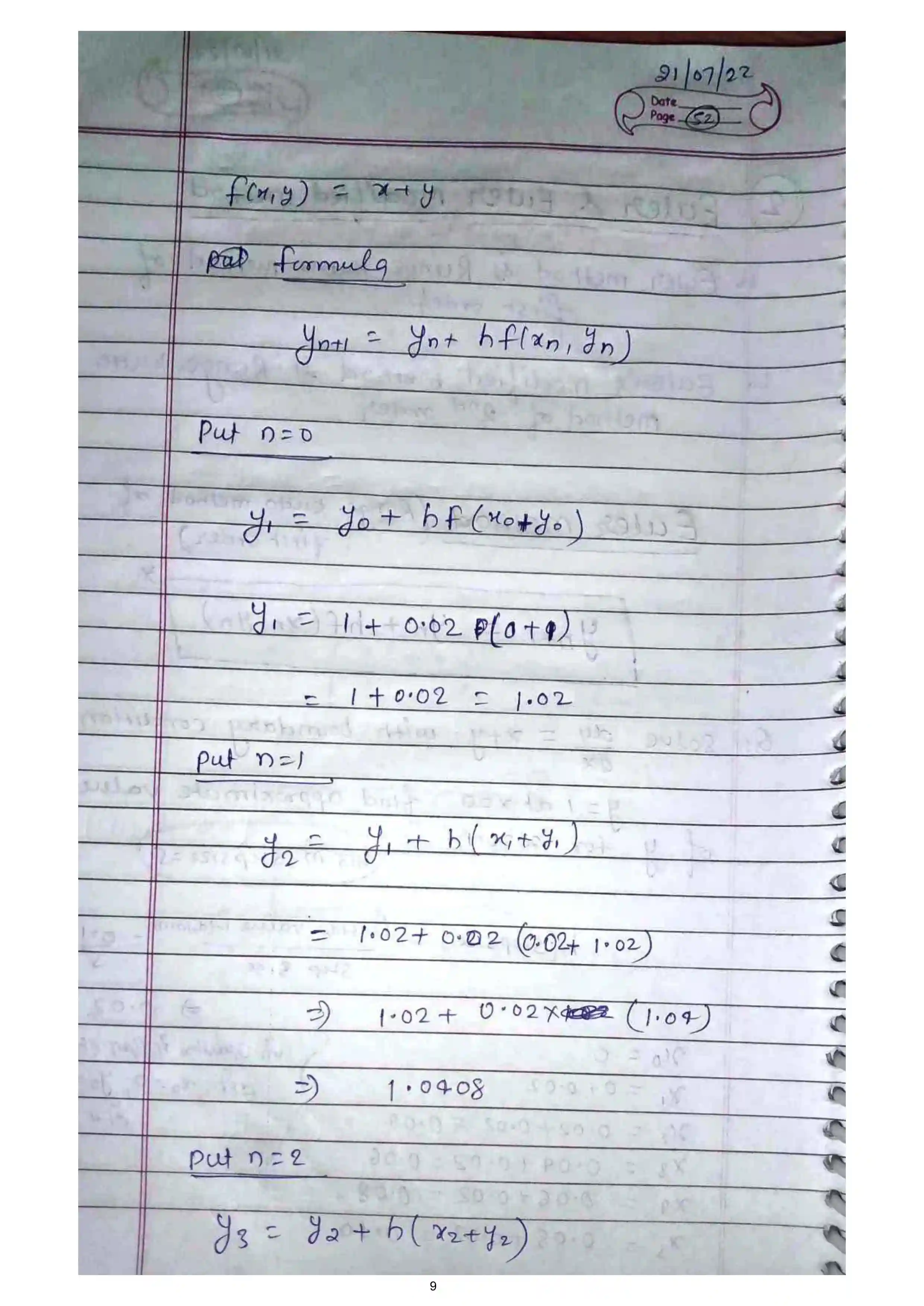 Page 9 of Numerical Solution of ODE