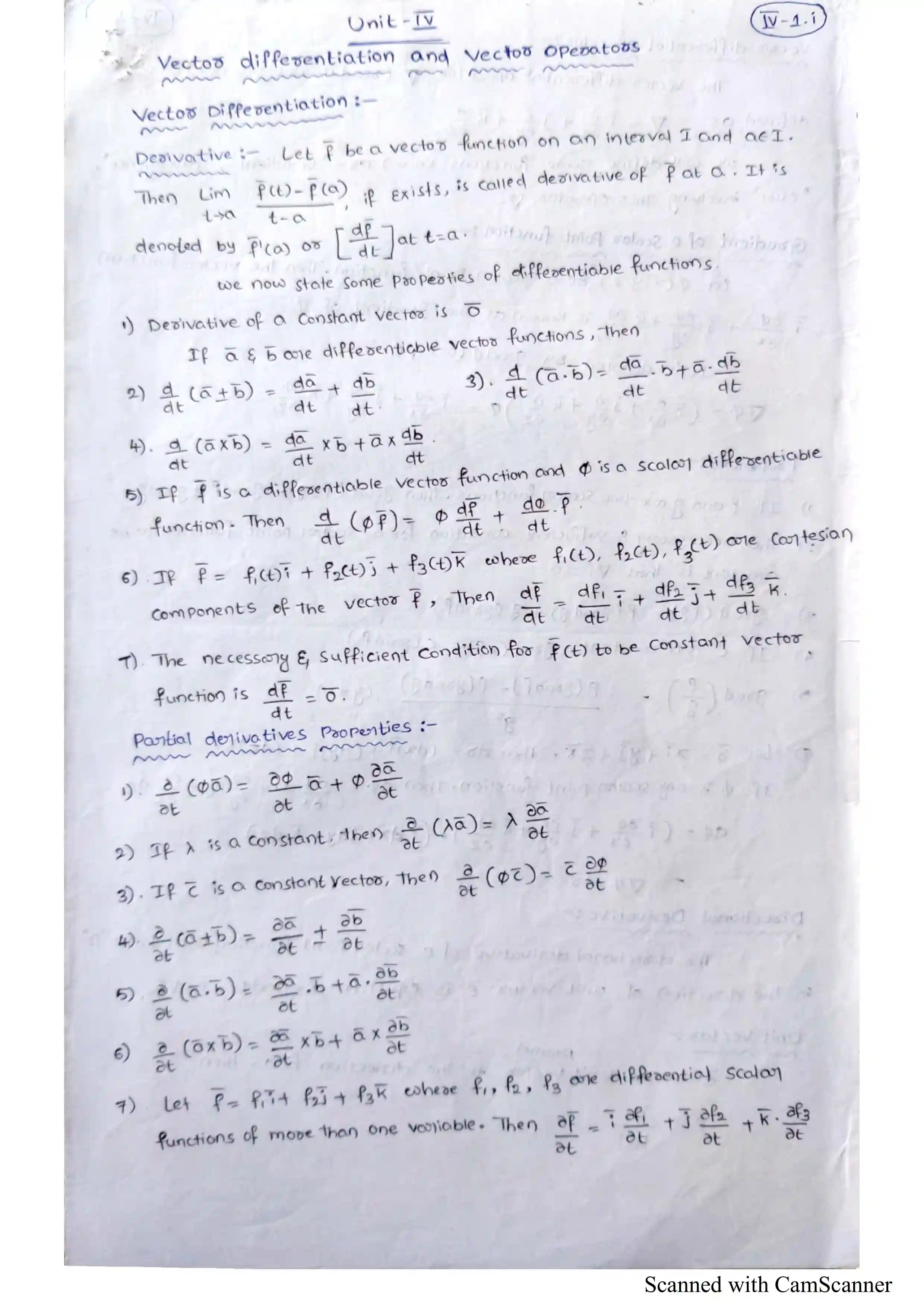 Page 1 of Vector Differentiation