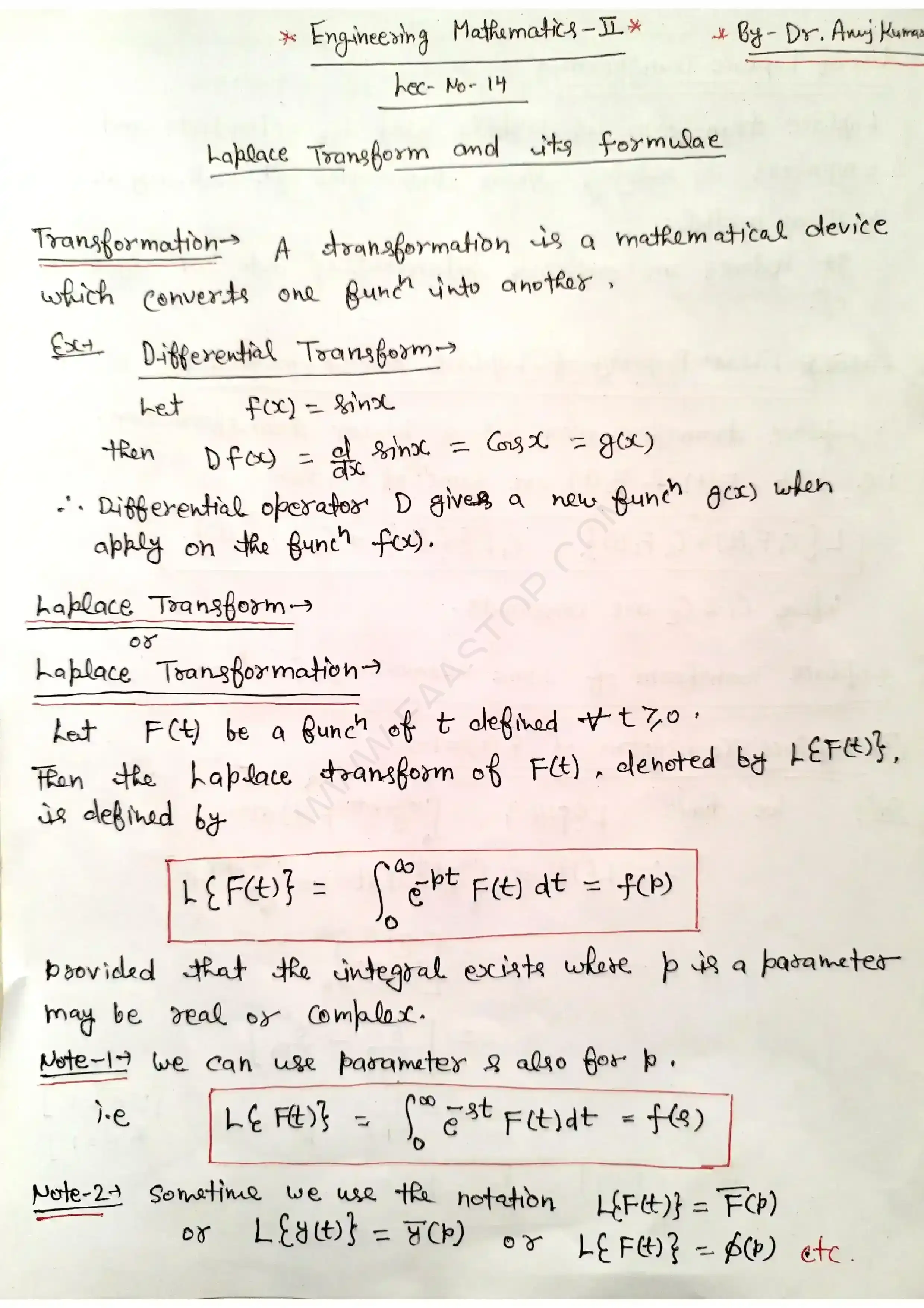 Page 1 of Laplace Transform