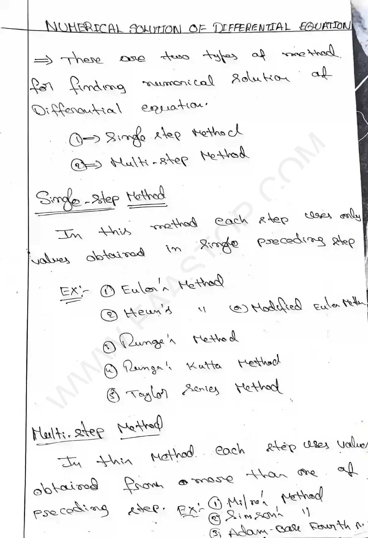 Page 1 of Numerical solution of Ordinary Differential Equations