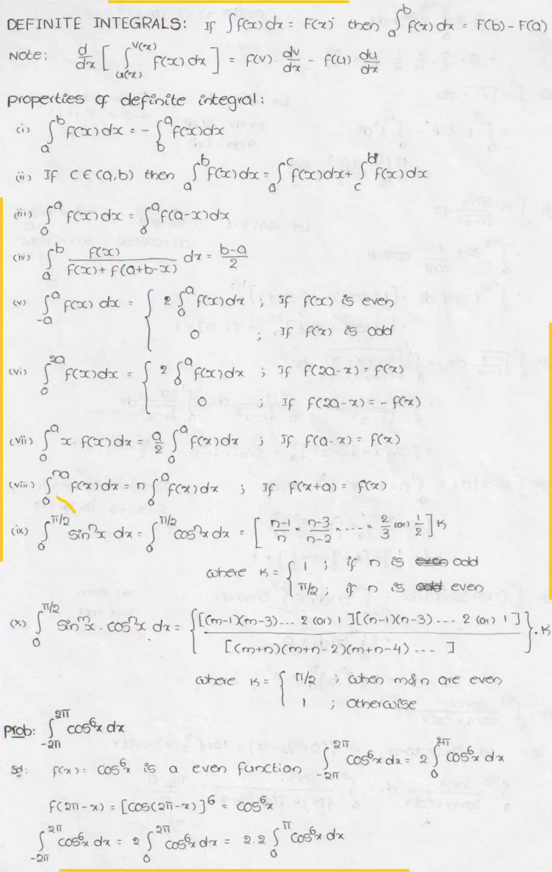 Page 1 of Definite Integrals